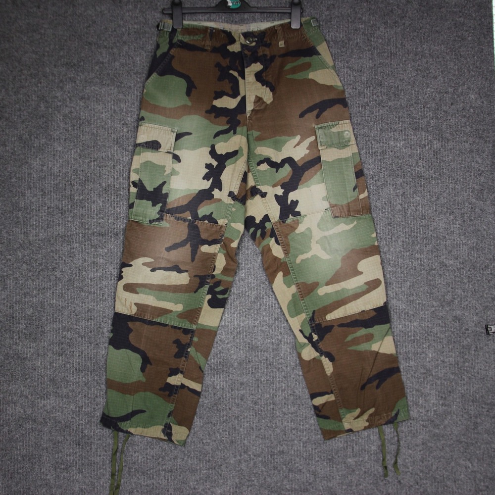 Mens Camo Cargo Pants Military Army Tactical Trousers Woodland 30x29 Small Short